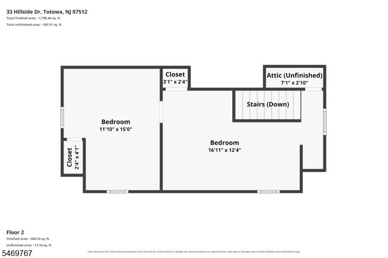 Upper level floor plan