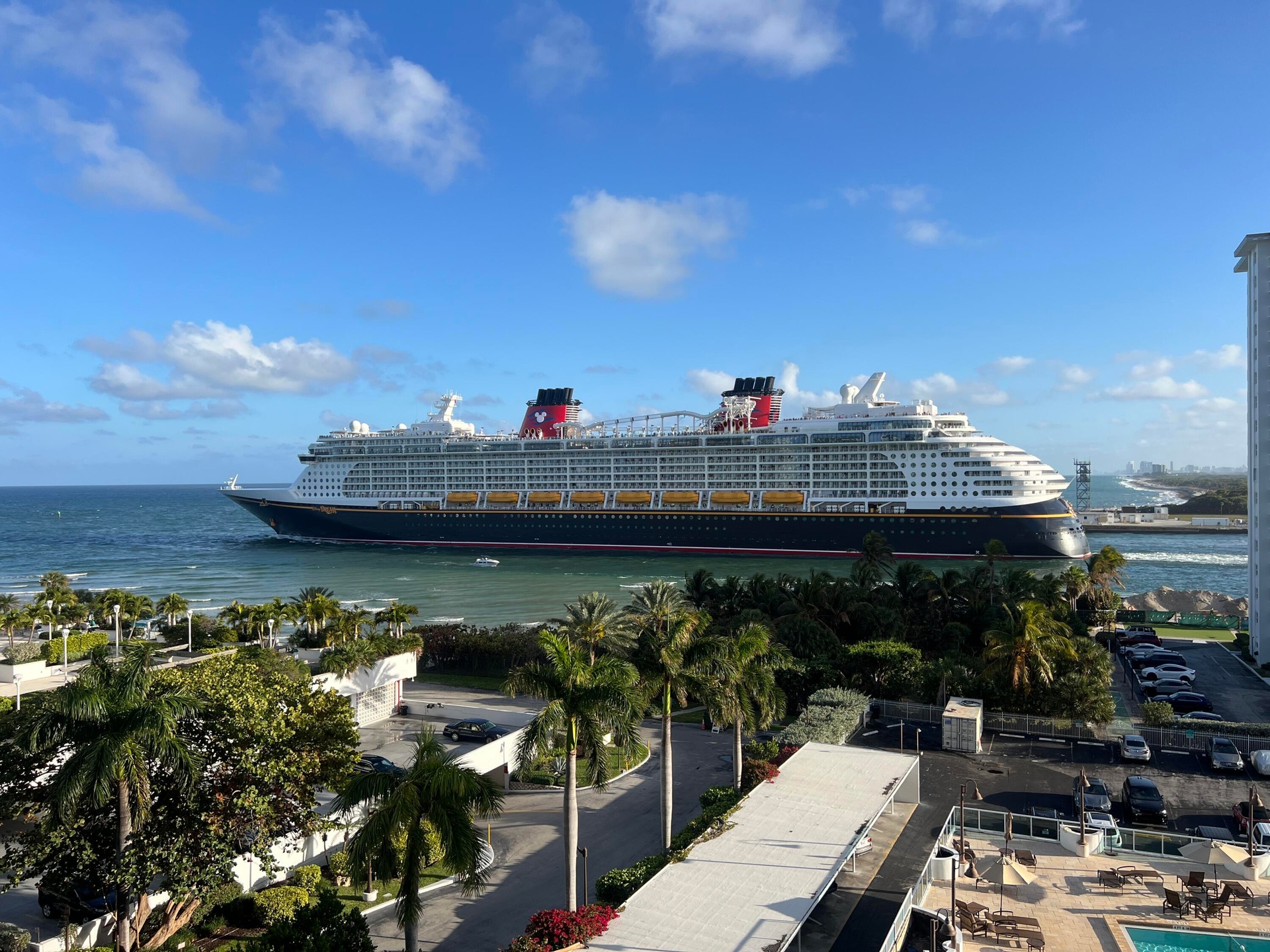 From your eighth floor apartment, you can watch the boats, the military vessels, and even the Disney Cruise lines