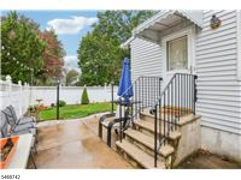Backyard stairs to house