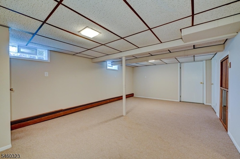 Basement space with carpeting,