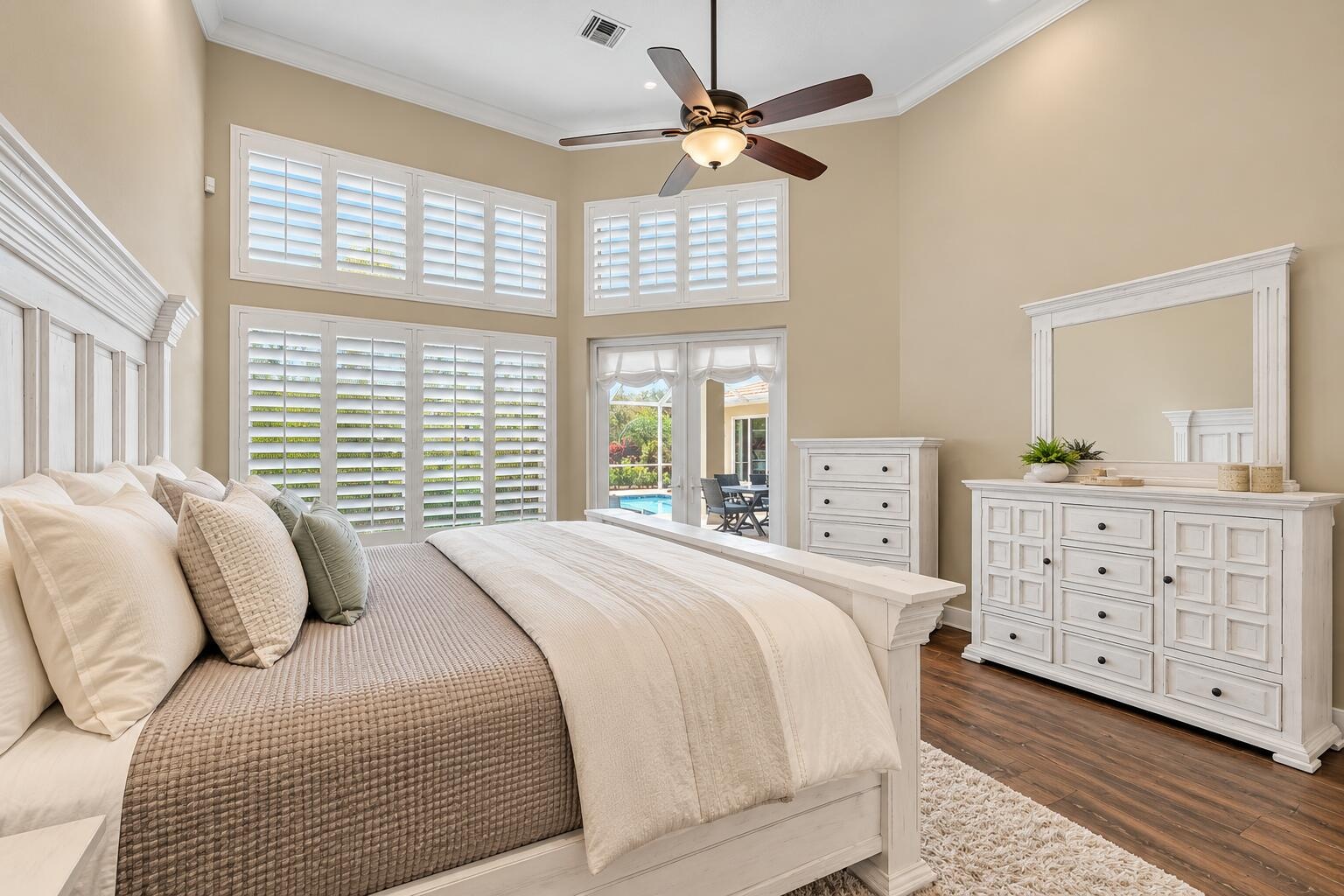 Primary Bedroom with French Doors to the Patio