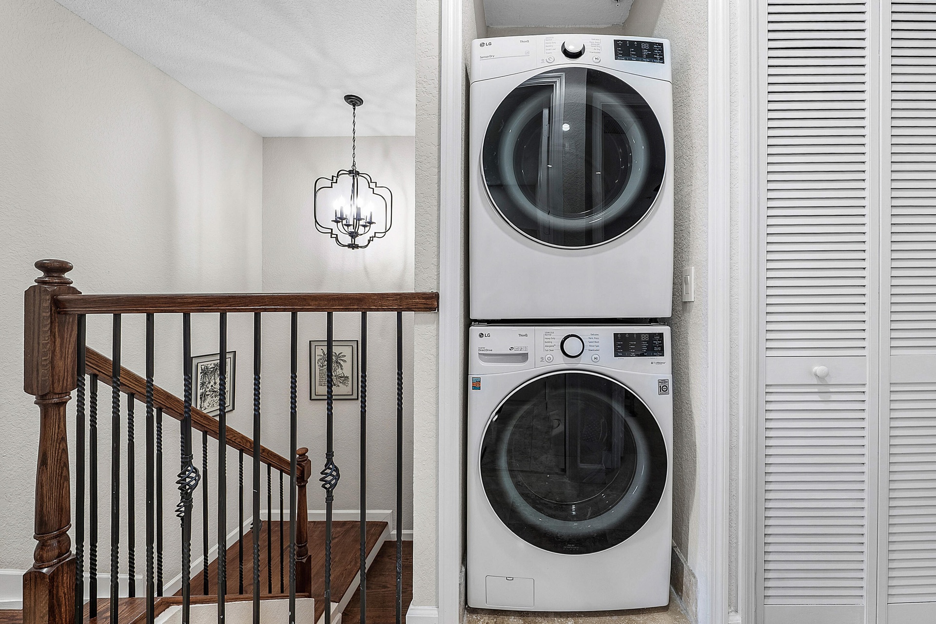 Dedicated laundry closet with stacked appliances