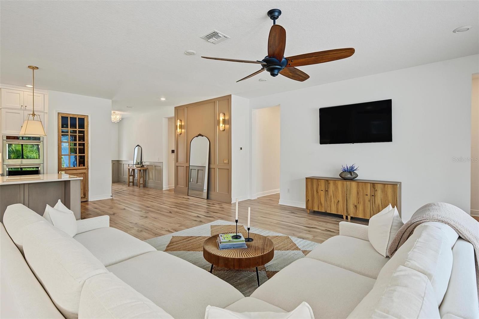 Open concept with high ceilings