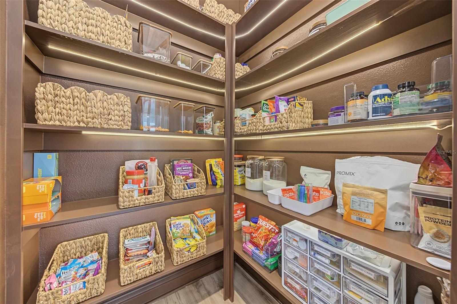 Fabulous walk in pantry with additional lighting