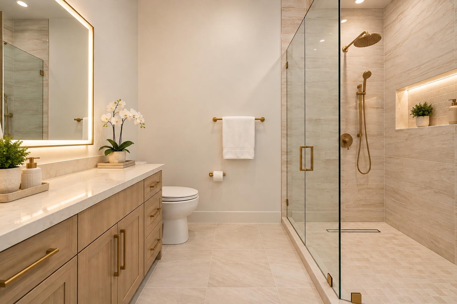 Virtually staged primary shower