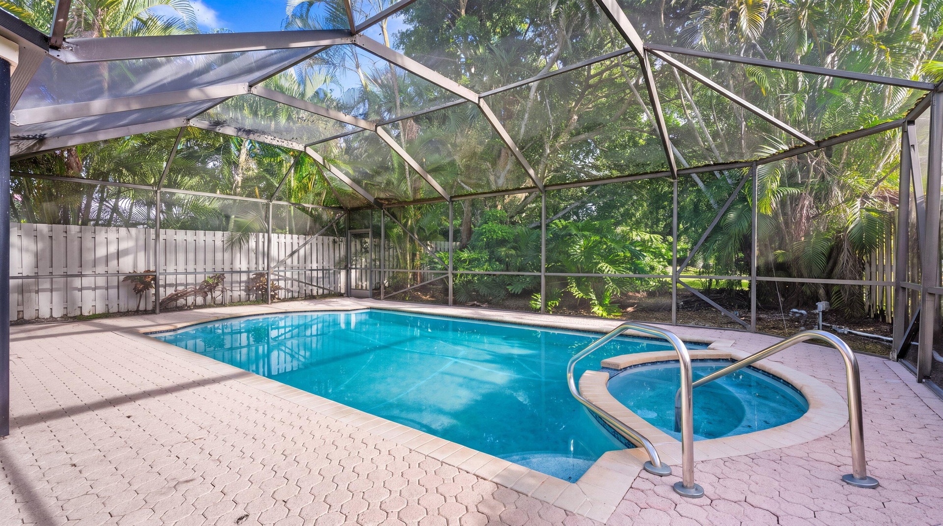Screened-in pool and spa
