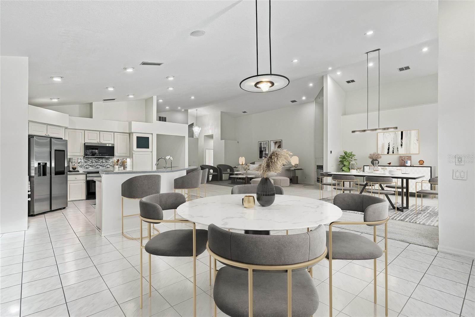 An idyllic open concept floorplan. Virtually staged.