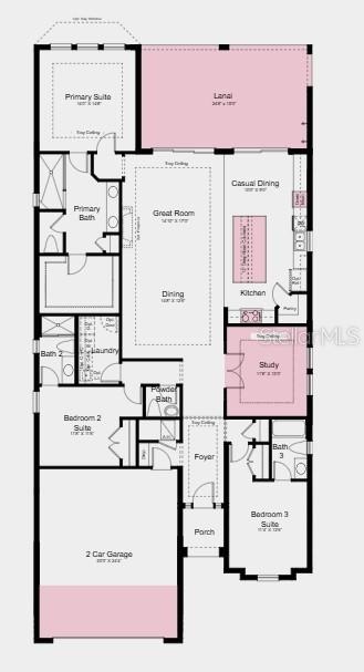 Floor Plan ~ Additional Highlights Include: Gourmet kitchen, waterfall edge counter at kitchen island, pendant light package at kitchen, 10' ceilings,