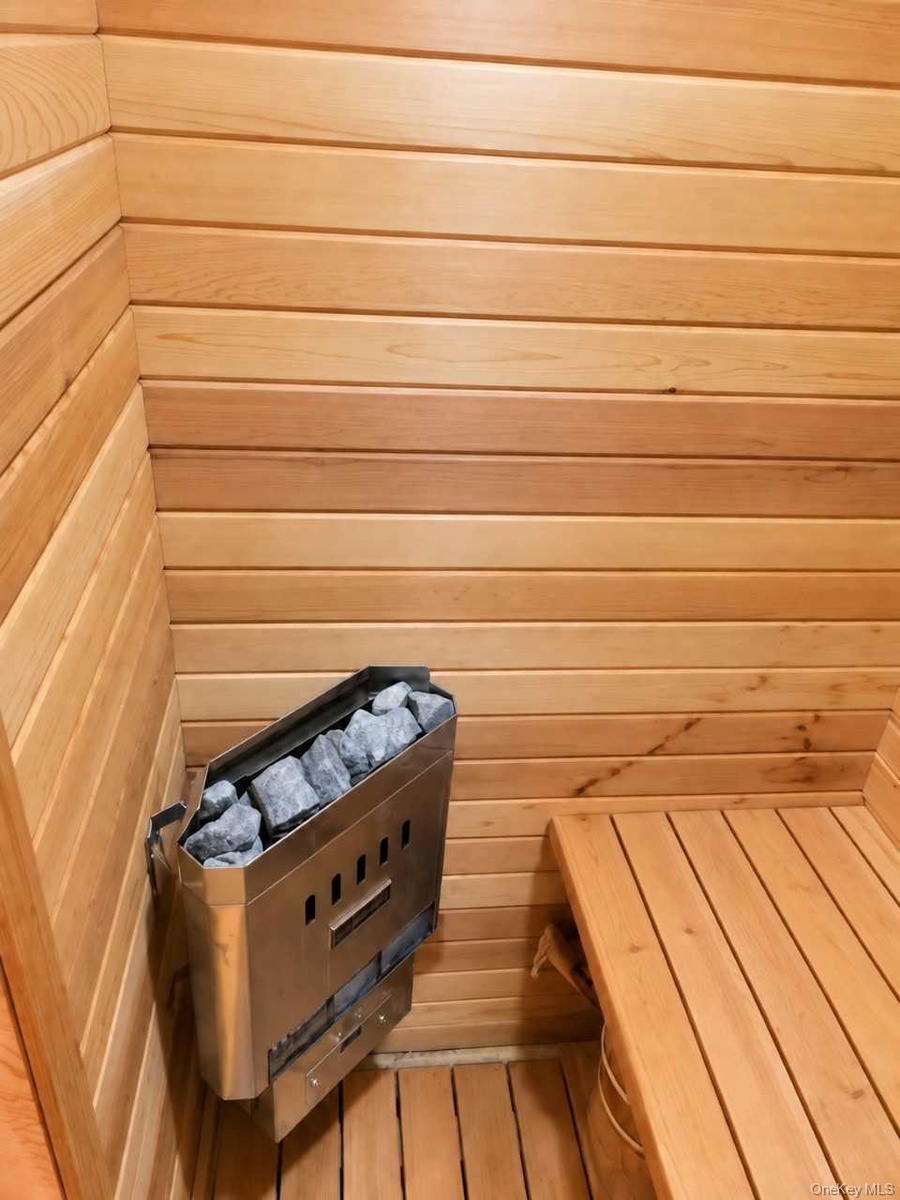 Sauna in walk-out level bathroom