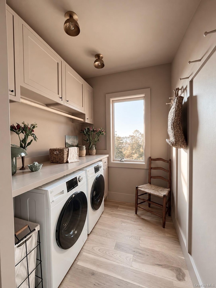 Built-in Custom Cabinetry with Front Loading GE Washer & Dryer