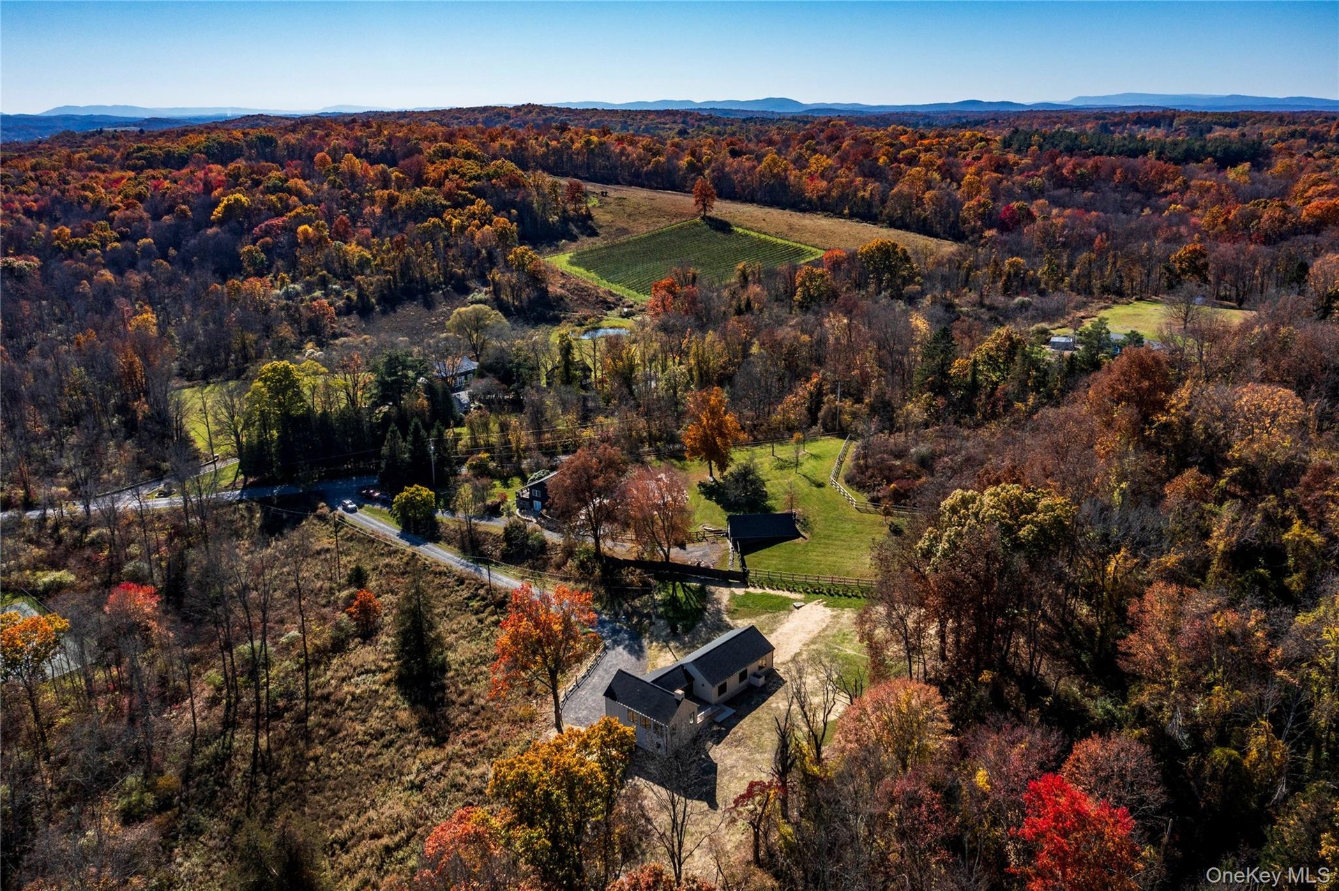 Aerial View of Home's Surrounding Country Landscape