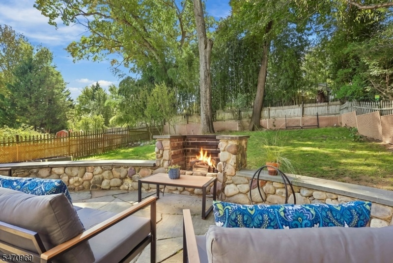 Large patio with fireplace