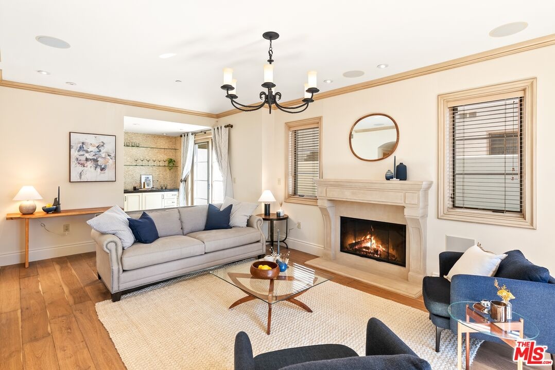 Living with fireplace