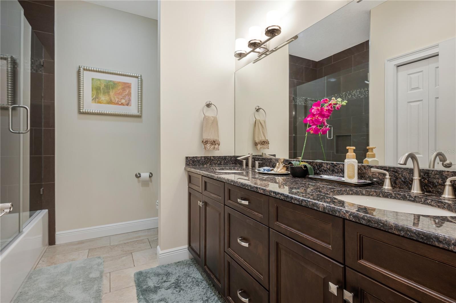 Hall Bathroom for Guest Bedrooms, Tub with Fixed Glass Door