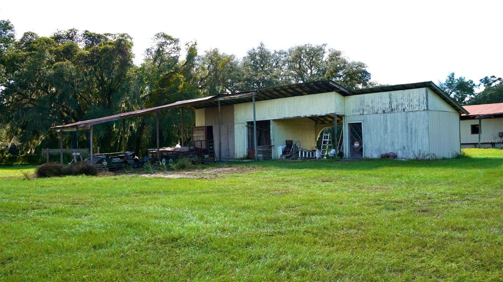 Front of hay barn with a Full RV hook-up 220amp plug-in with water/sewage hook-up