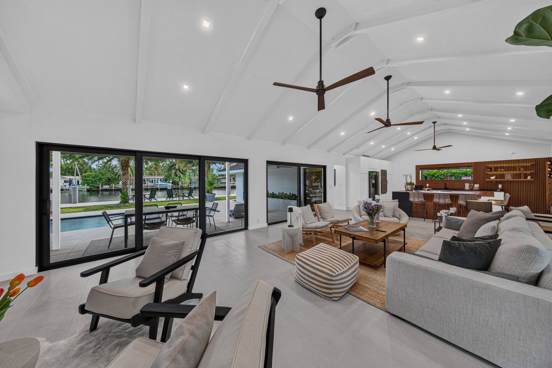 Living area opens to the pool