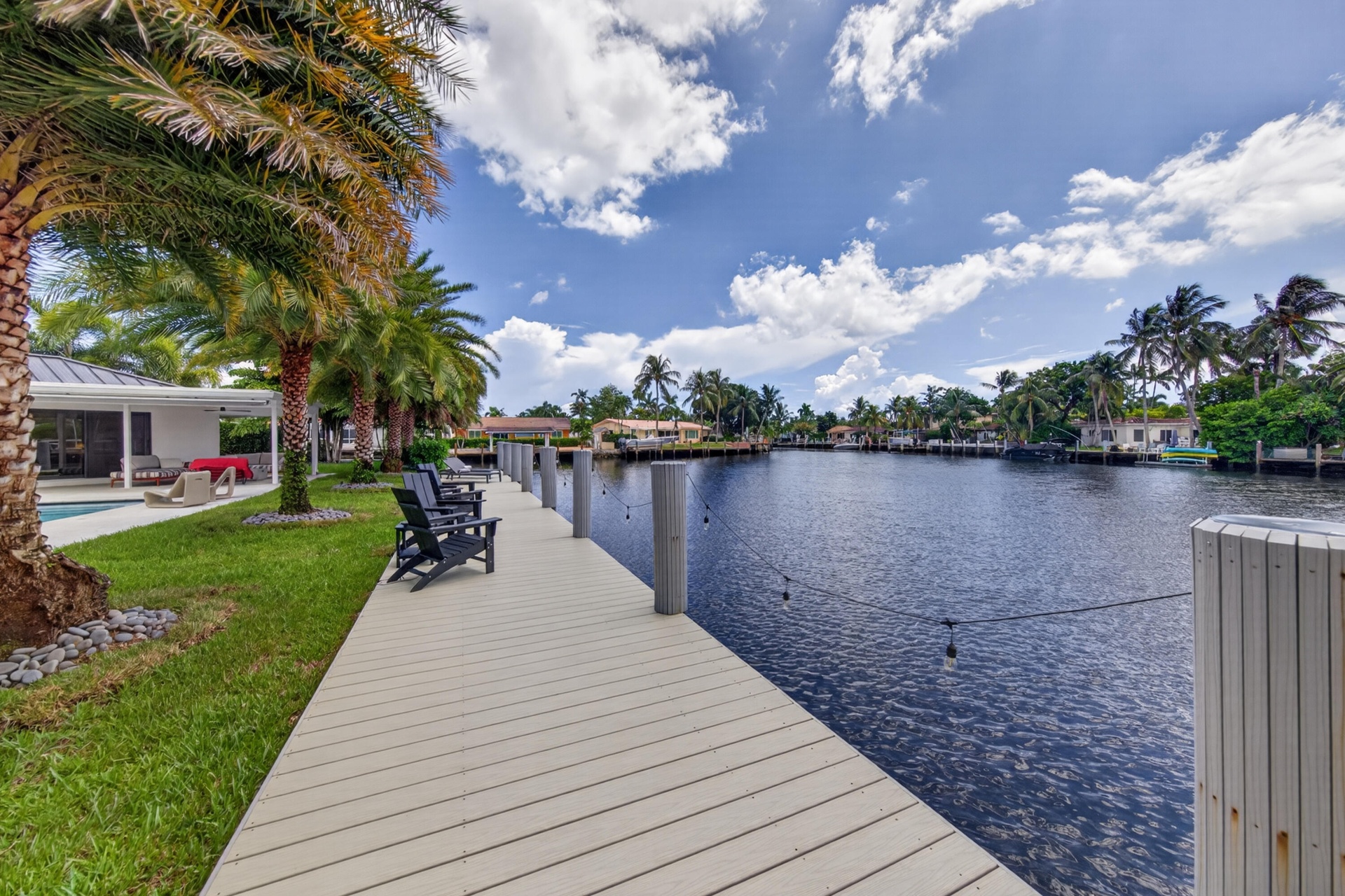 Wide waterfront from your long composite wood dock. Bring your boat!