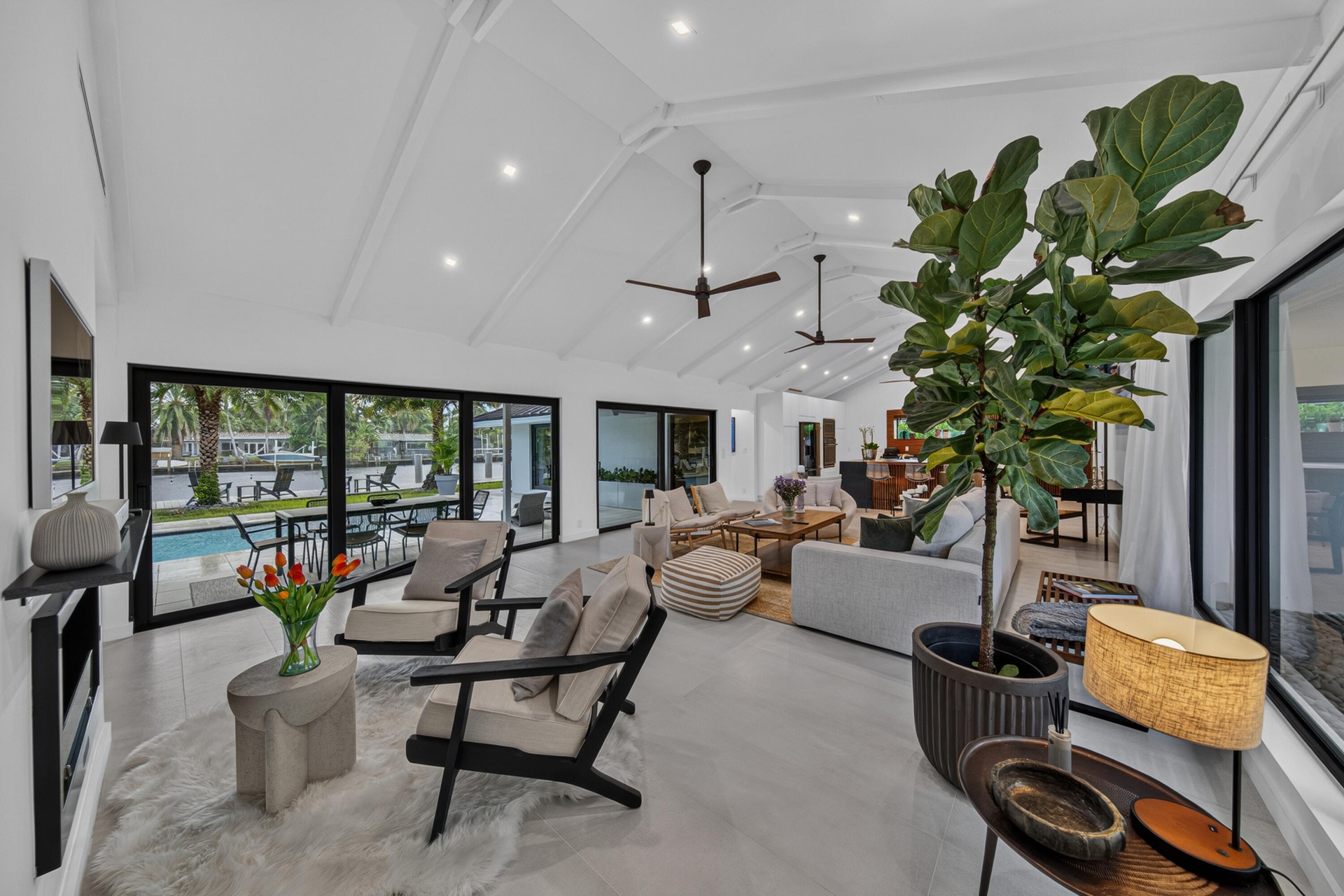 From living room with a view of the pool