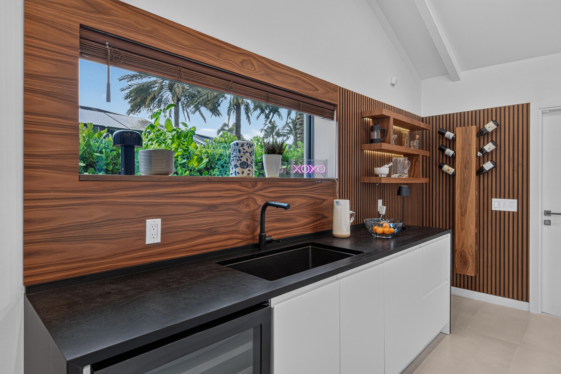 Custom woodwork and wine rack