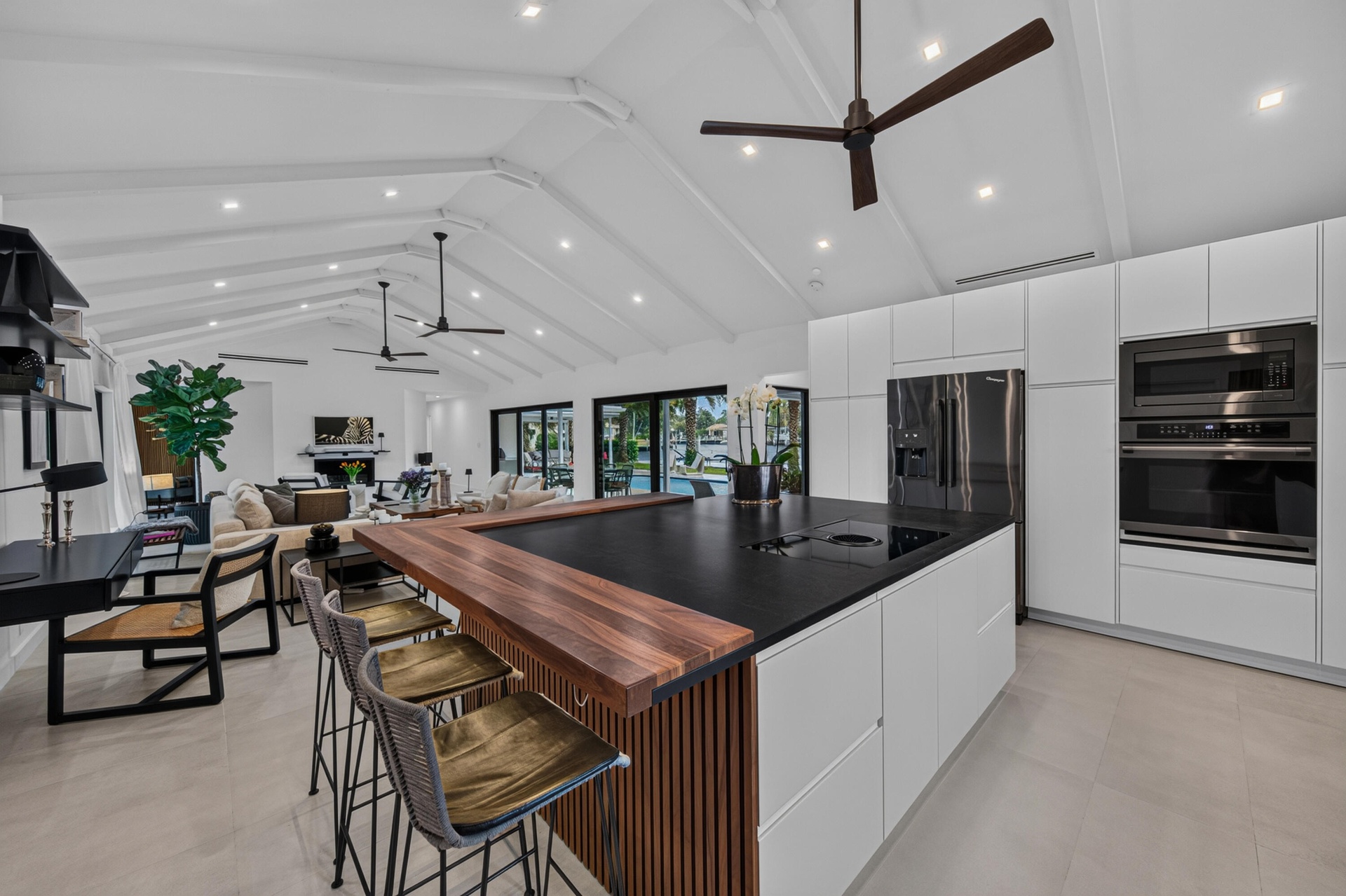 From kitchen into living area