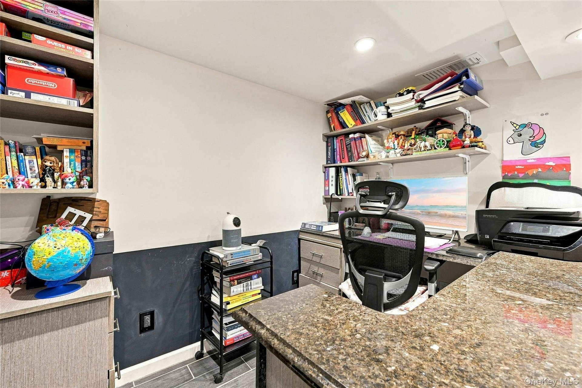 Custom built-in desk with granite countertop