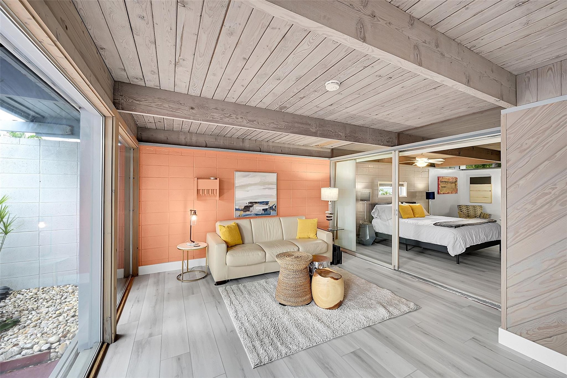 Extra living area with pullout sofa queen bed