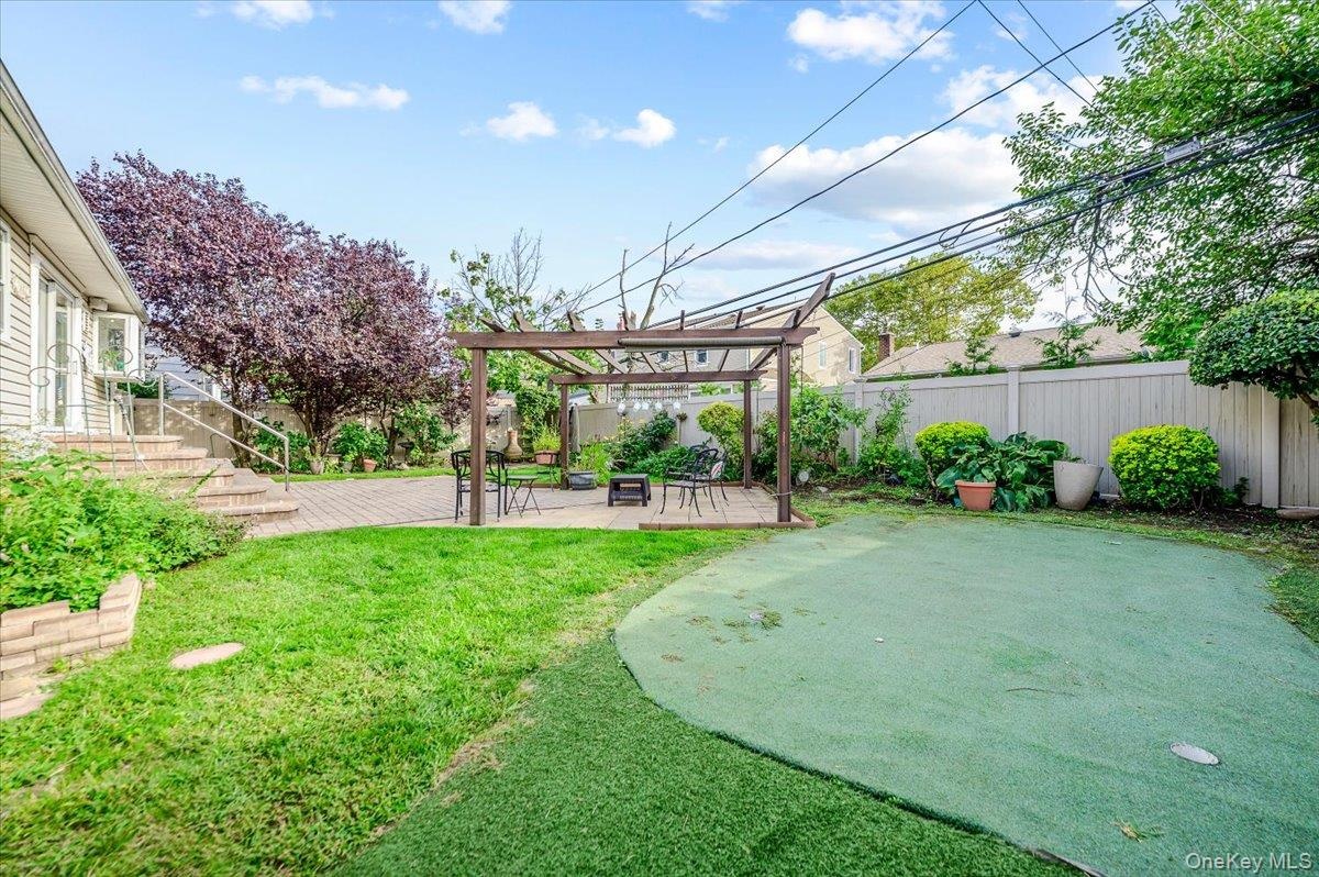 Backyard with putting green