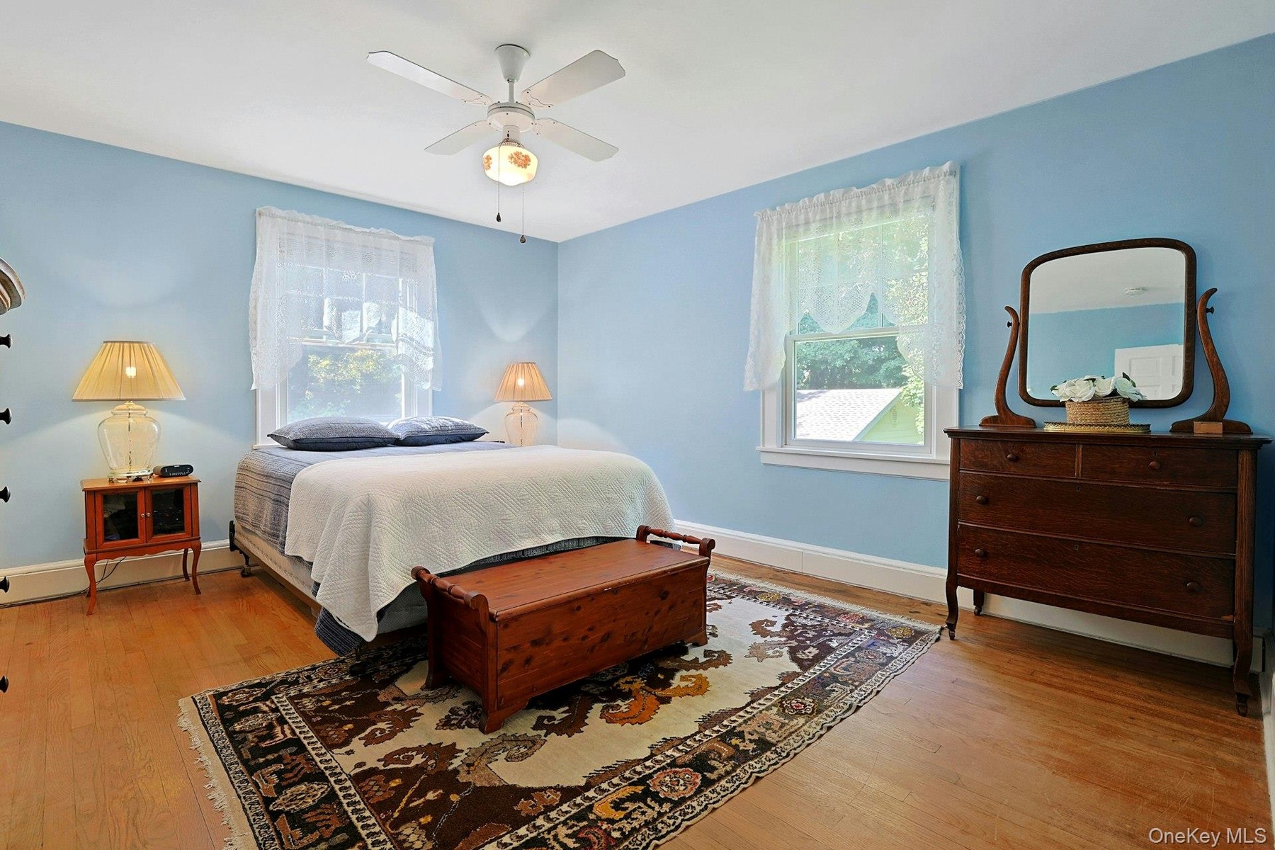Bedroom one with large closets