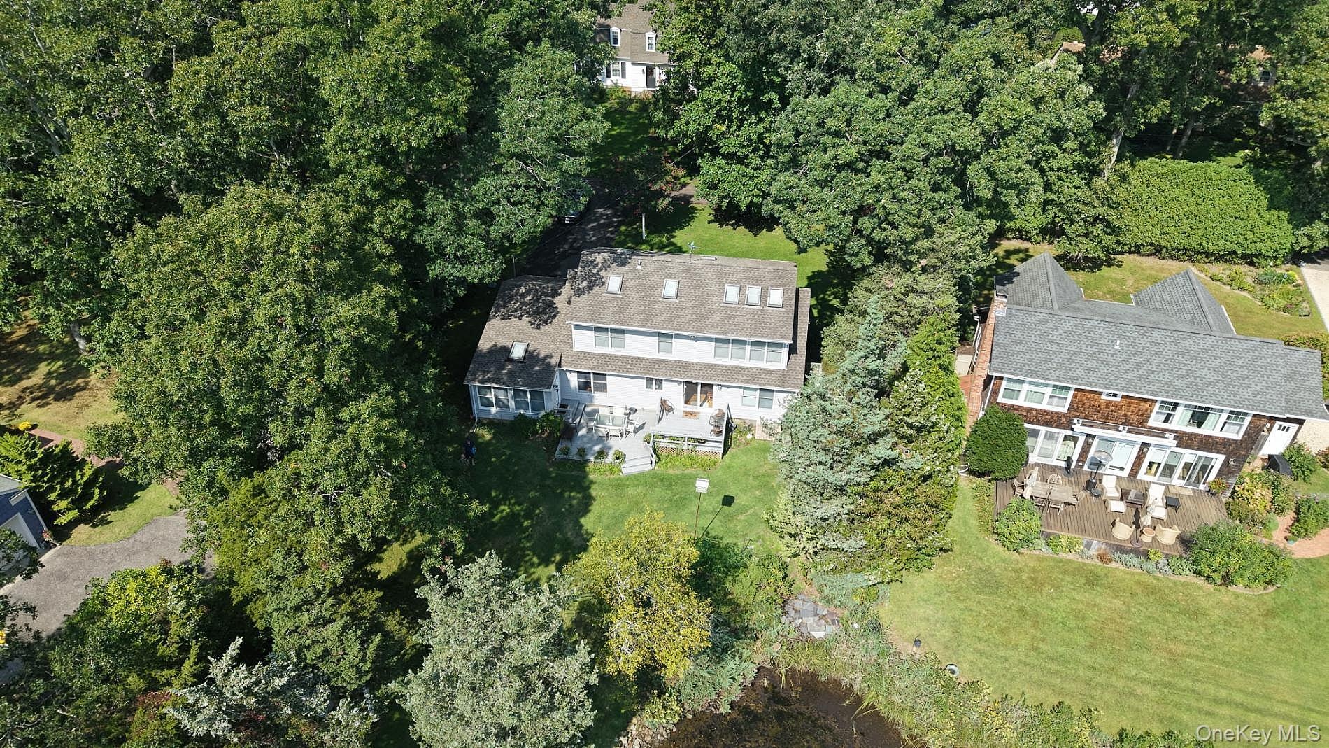 Aerial view of the waterfront property