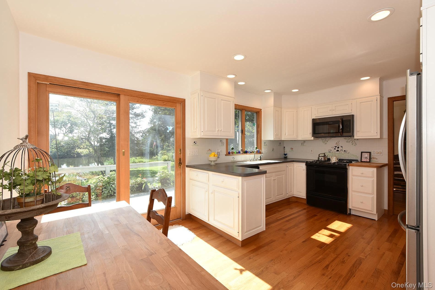 Kitchen with a water view