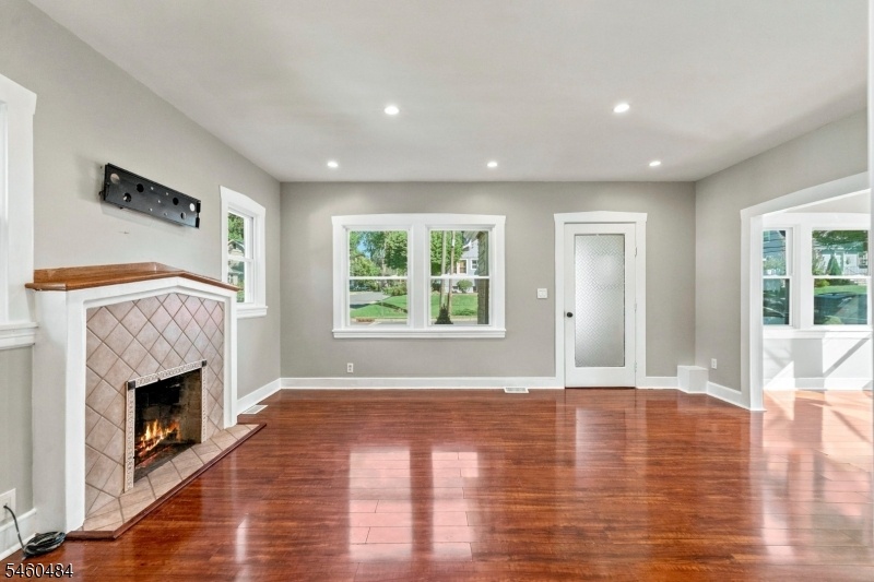 living room with fire place