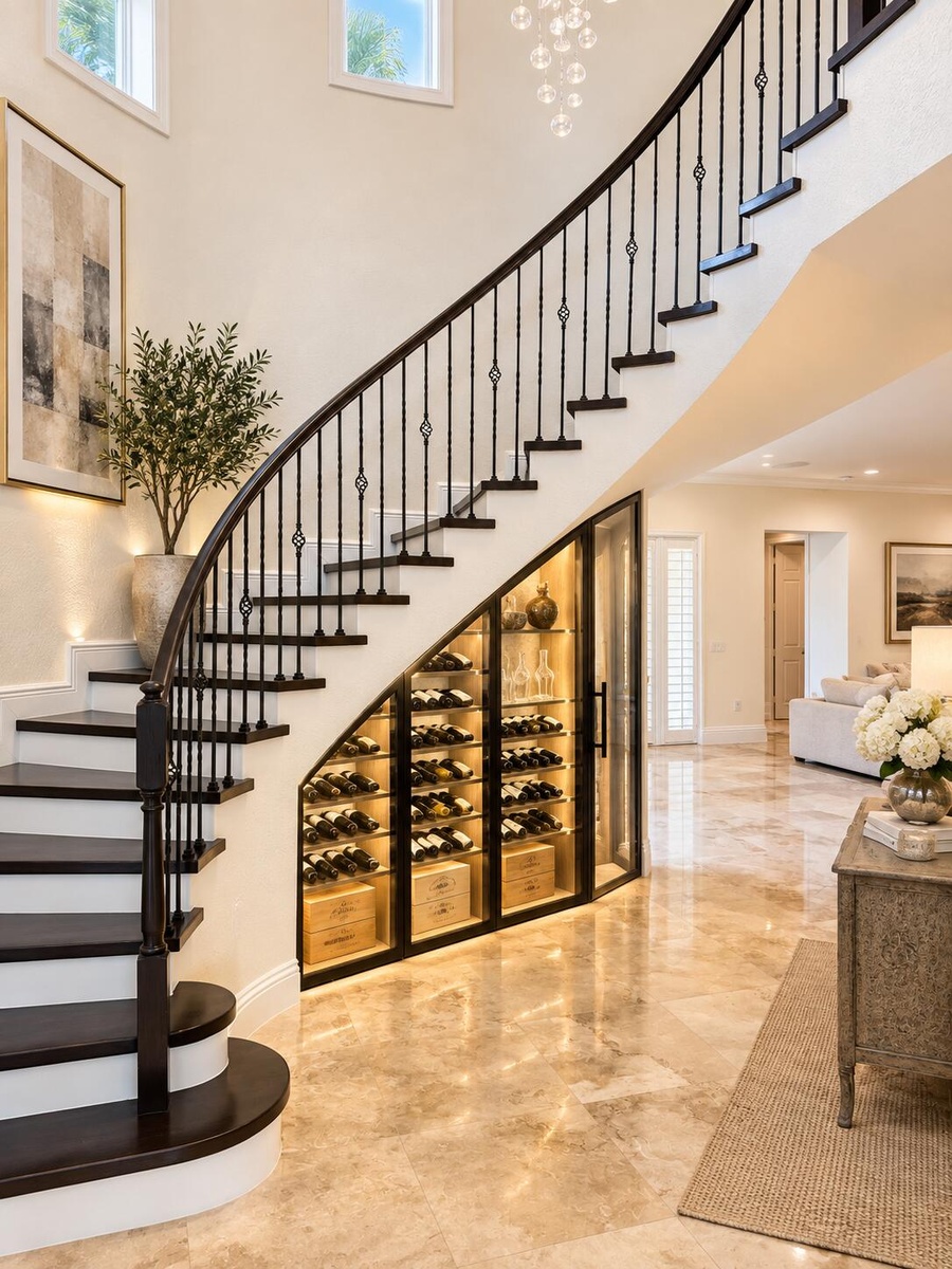 STAIRCASE WITH WINE ROOM - DIGITIALLY ENHANCED