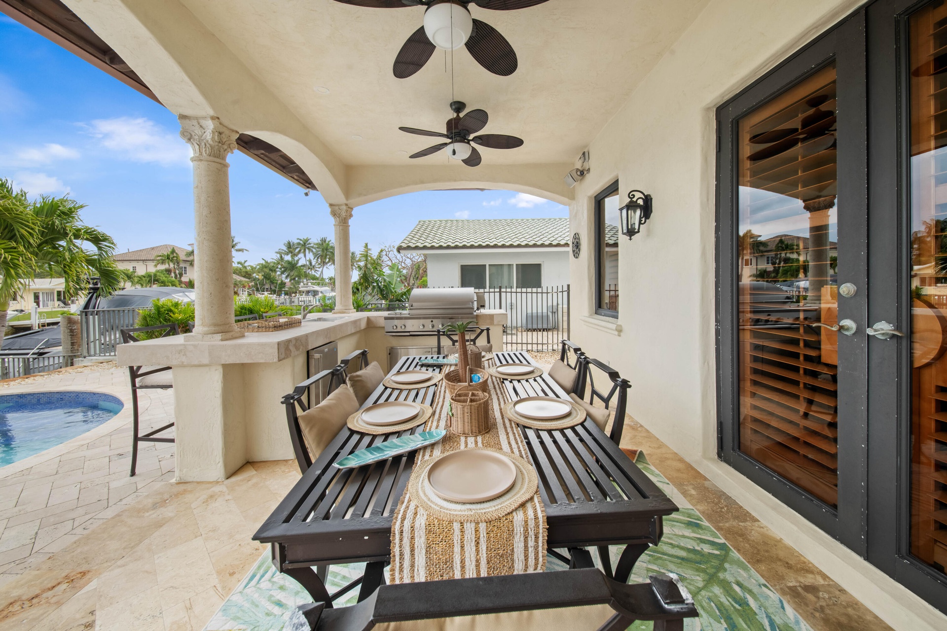 Covered Outdoor Kitchen and Dining Terrace