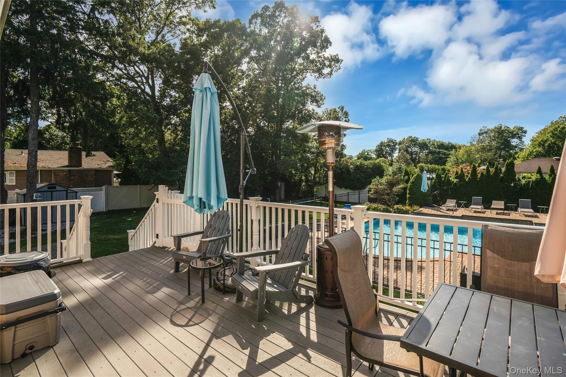 Deck overlooking pool.