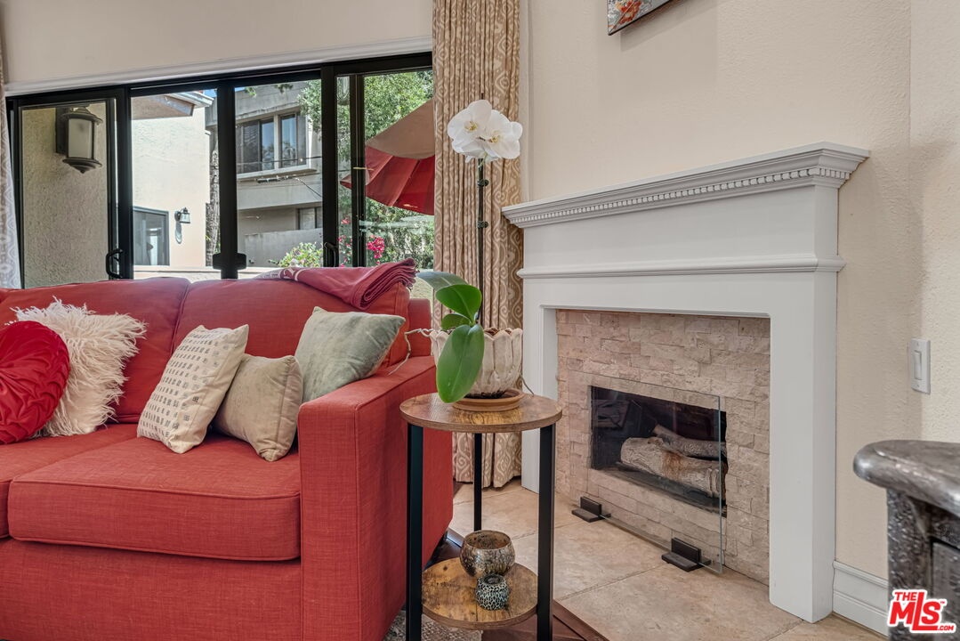Living room fireplace & doors