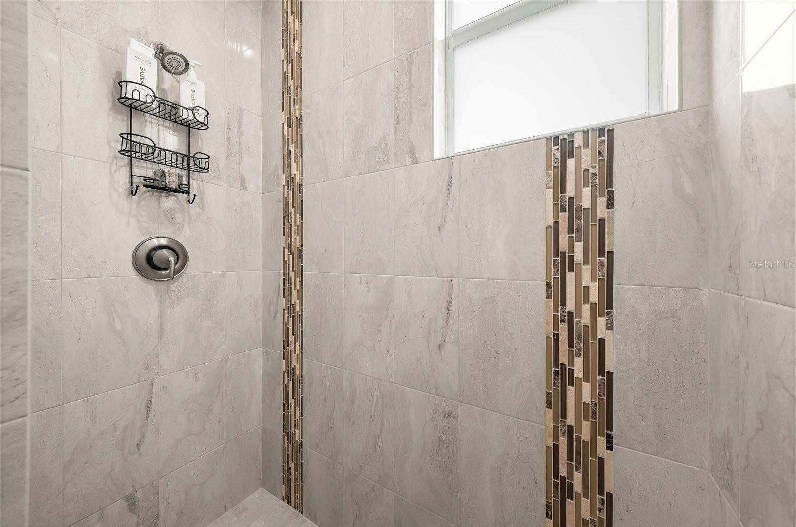 Sunken Tiled Walk-In Shower!