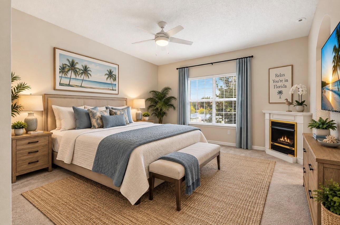 Virtually Staged 2nd Floor-Primary Bedroom w/ Gas Fireplace