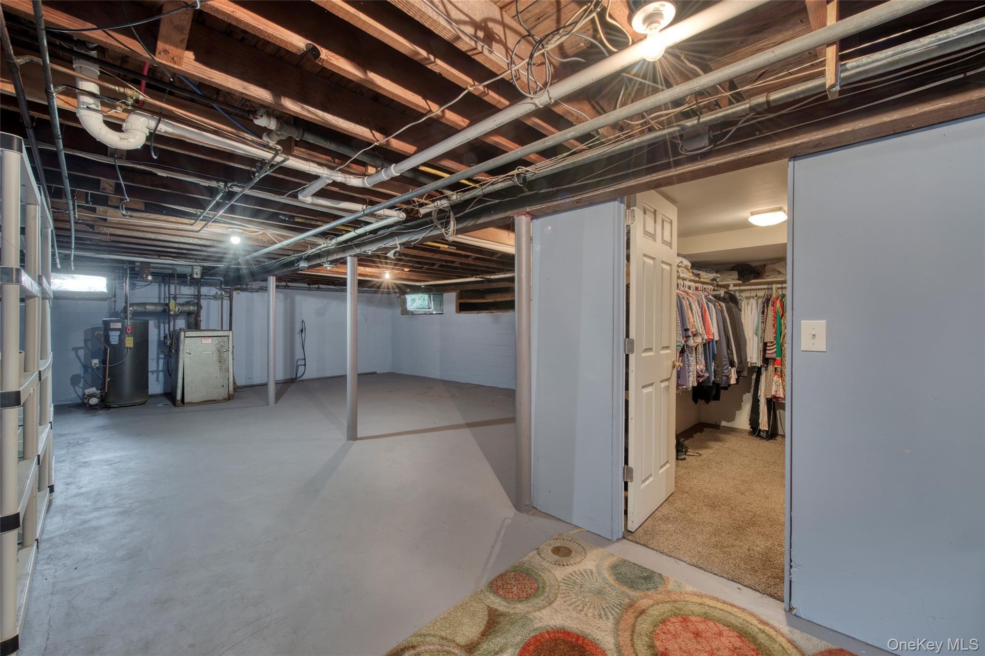 Full basement with walk-in closet and laundry