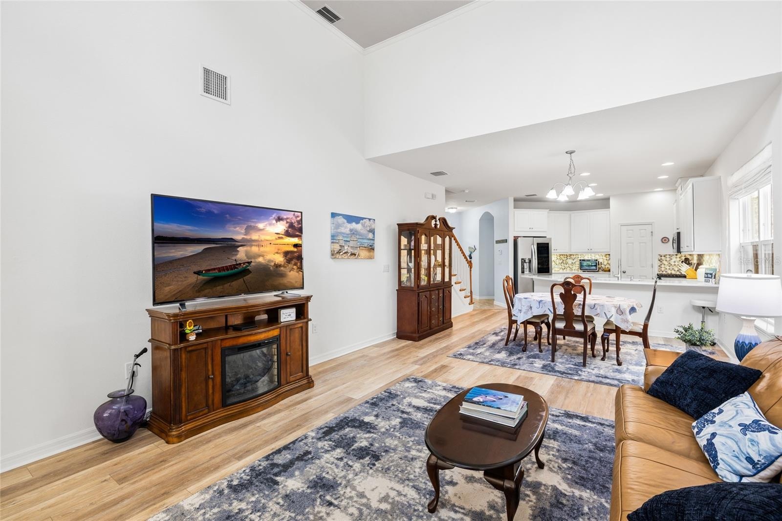 Great room, dining area and kitchen