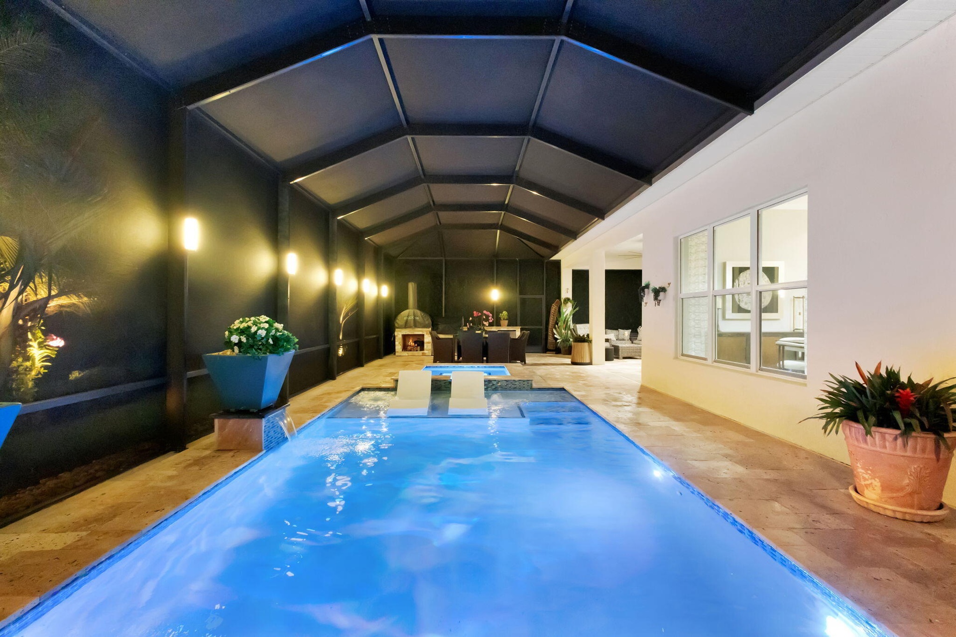 Stunning Salt Water Pool with remote access for pool lighting that can change with your mood.
