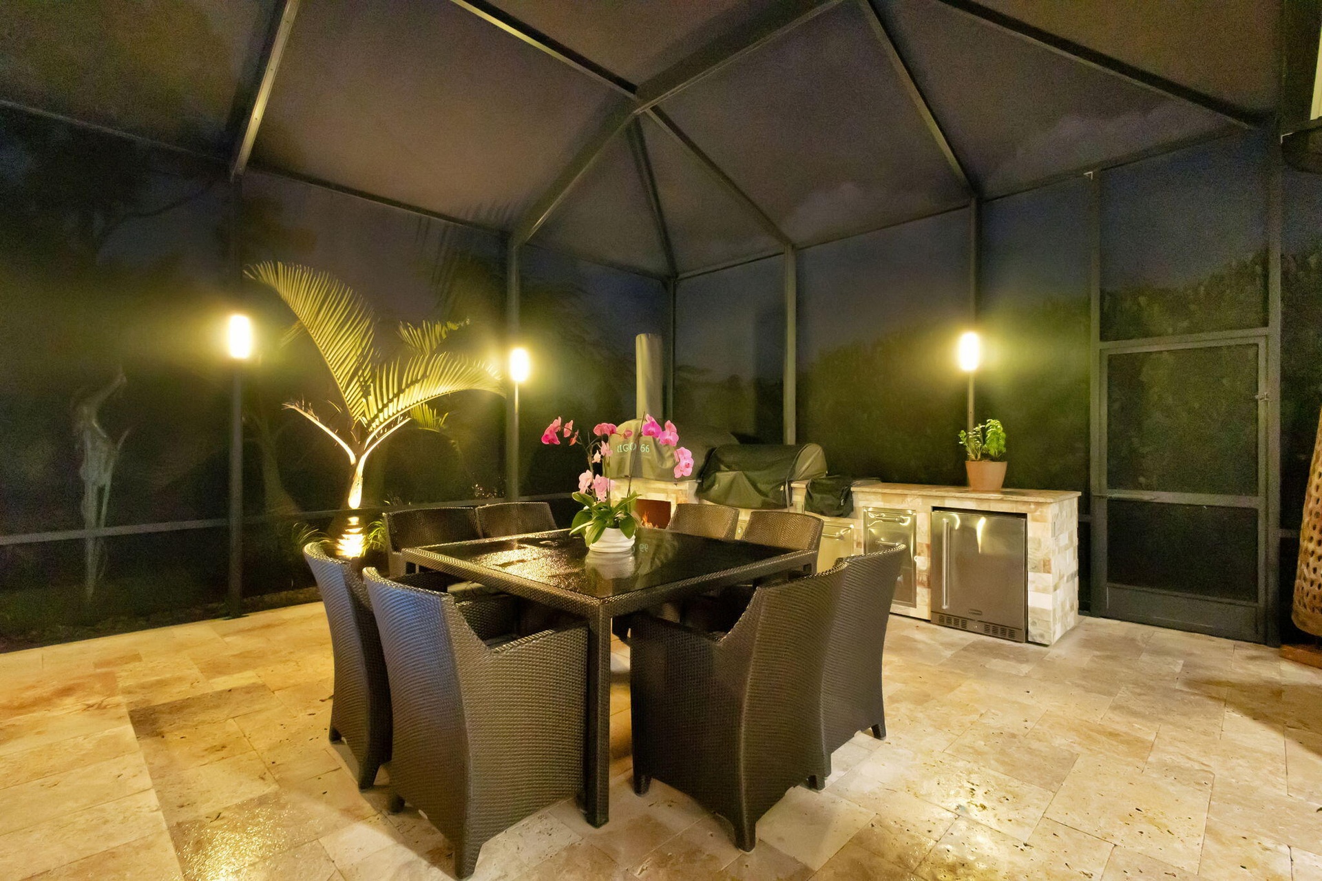 Large Custom Travertine Screened in Patio