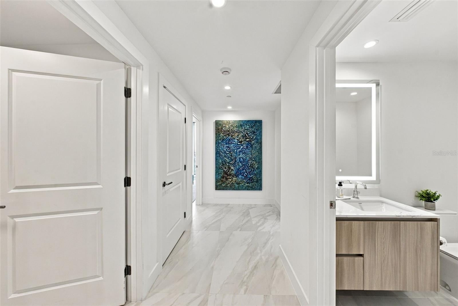 Hallway; half bathroom