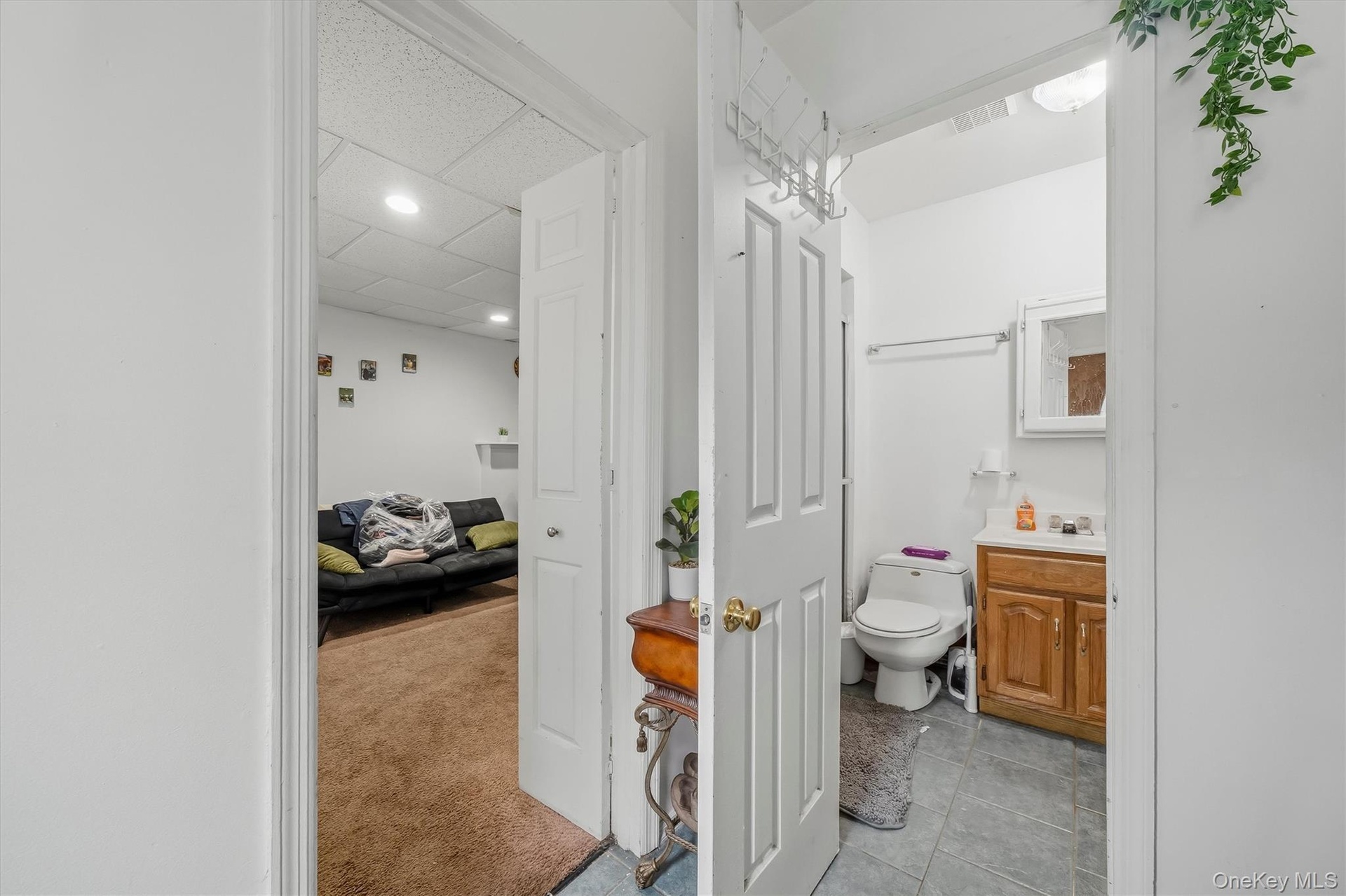 APARTMENT - Interior hallway connecting the living area and bathroom.