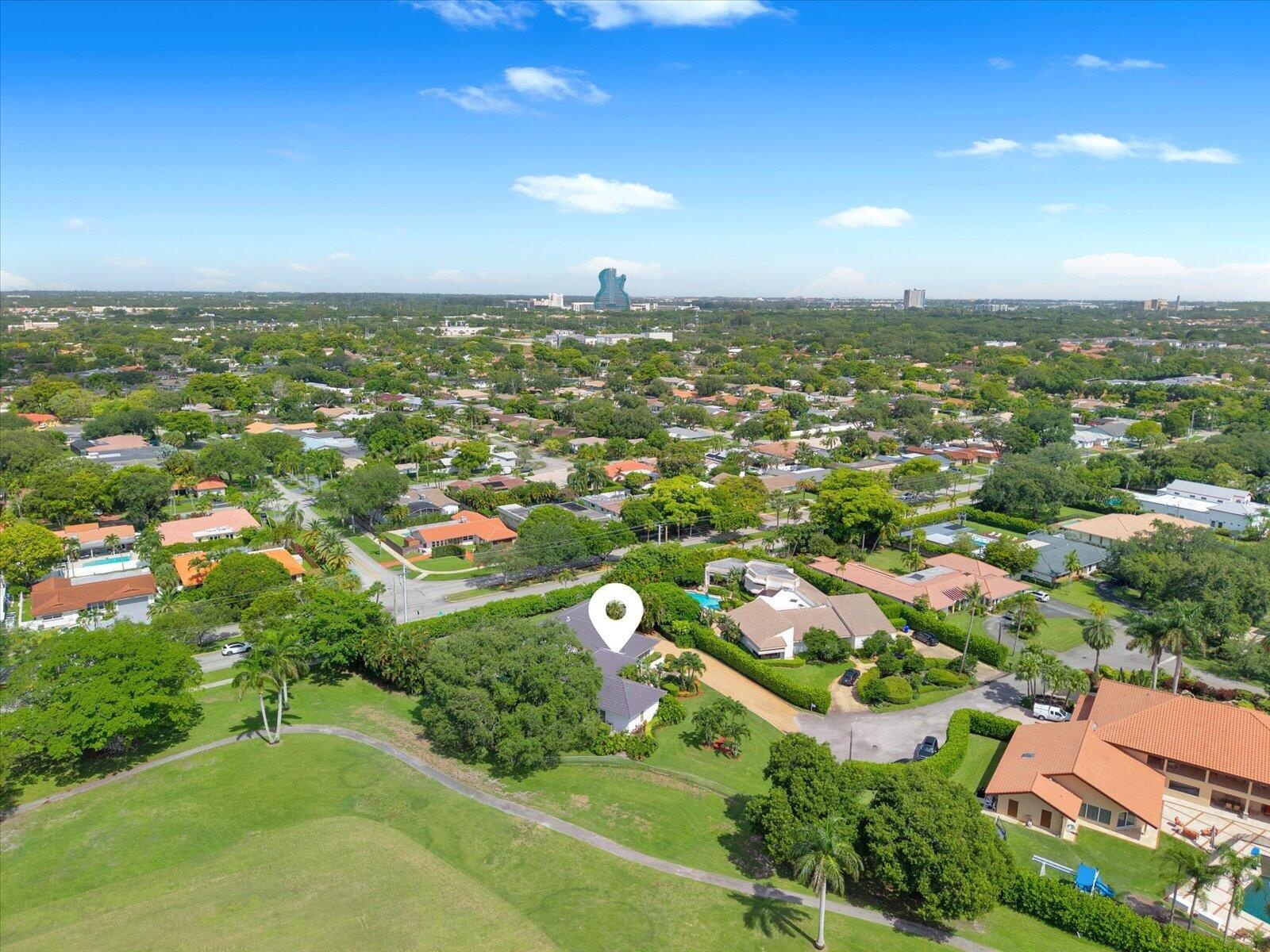 Aerial View of House Facing Golf Course