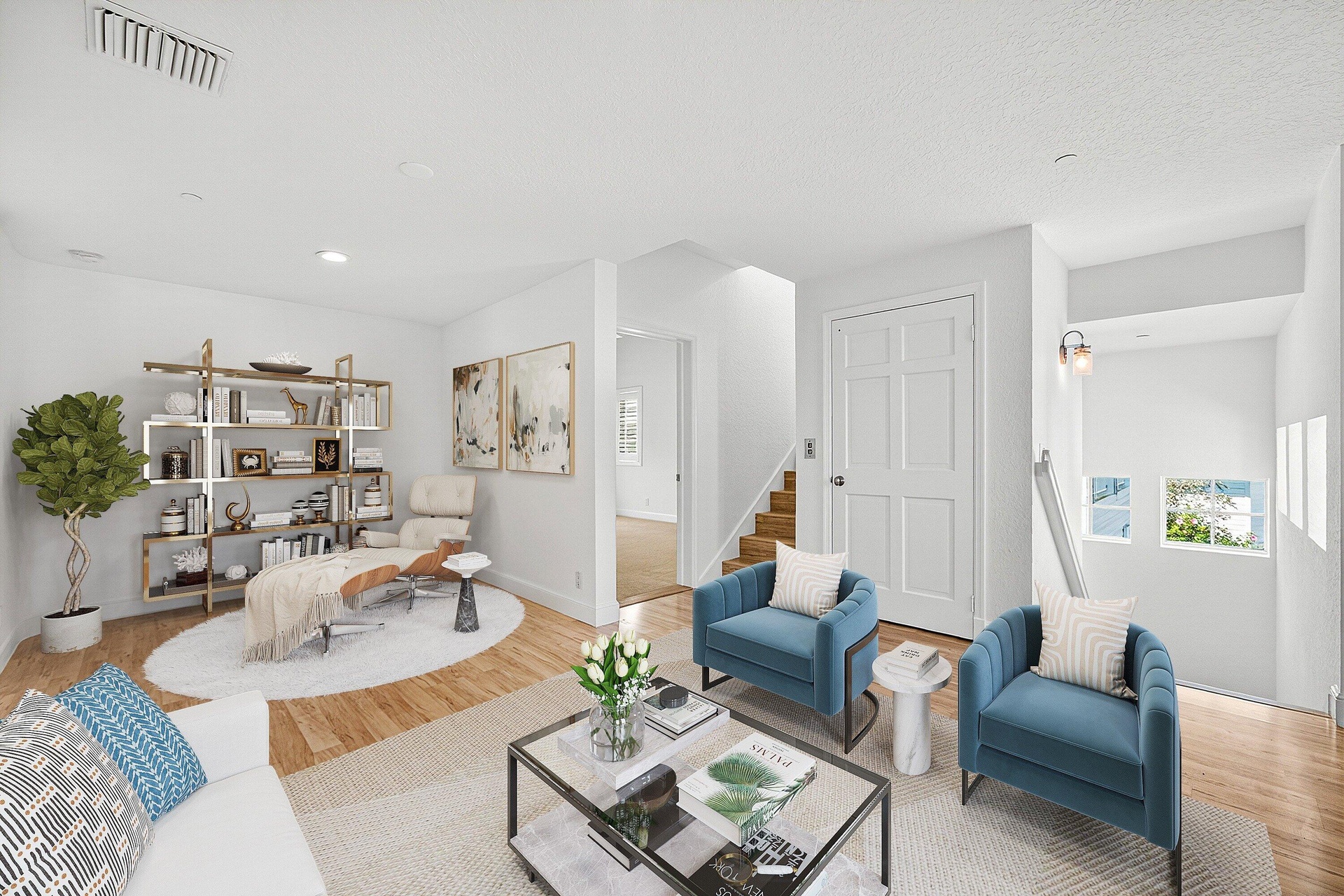 Virtually staged 2nd floor living area