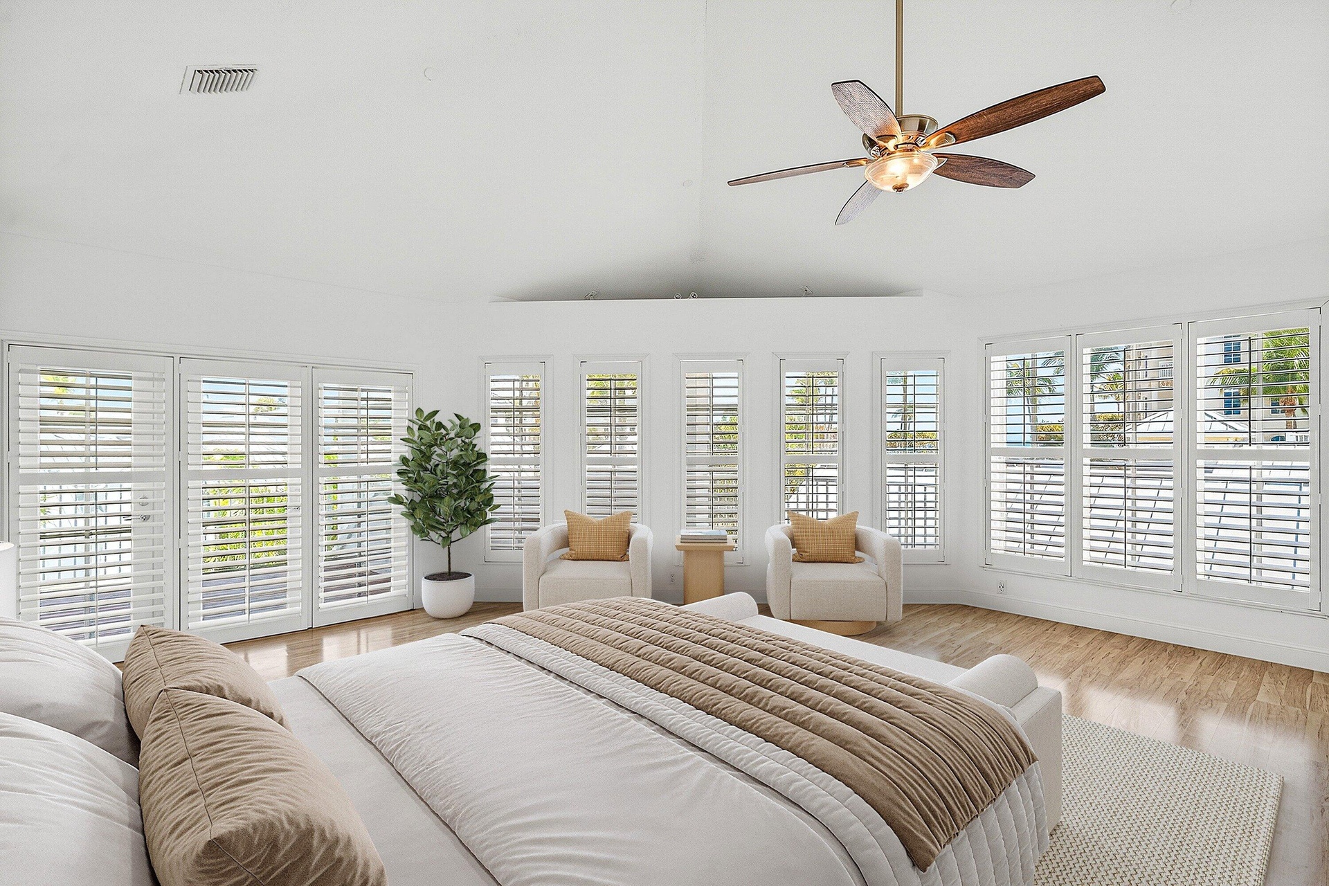 Virtually staged primary suite