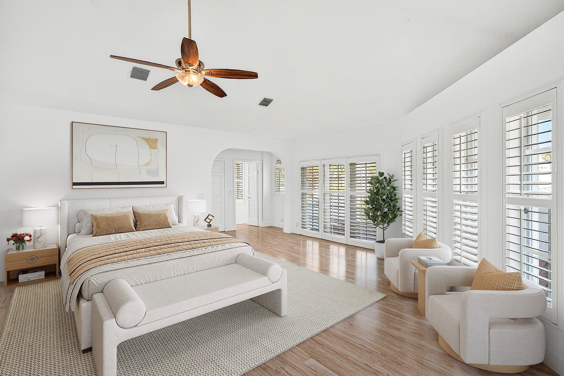 Virtually staged primary suite