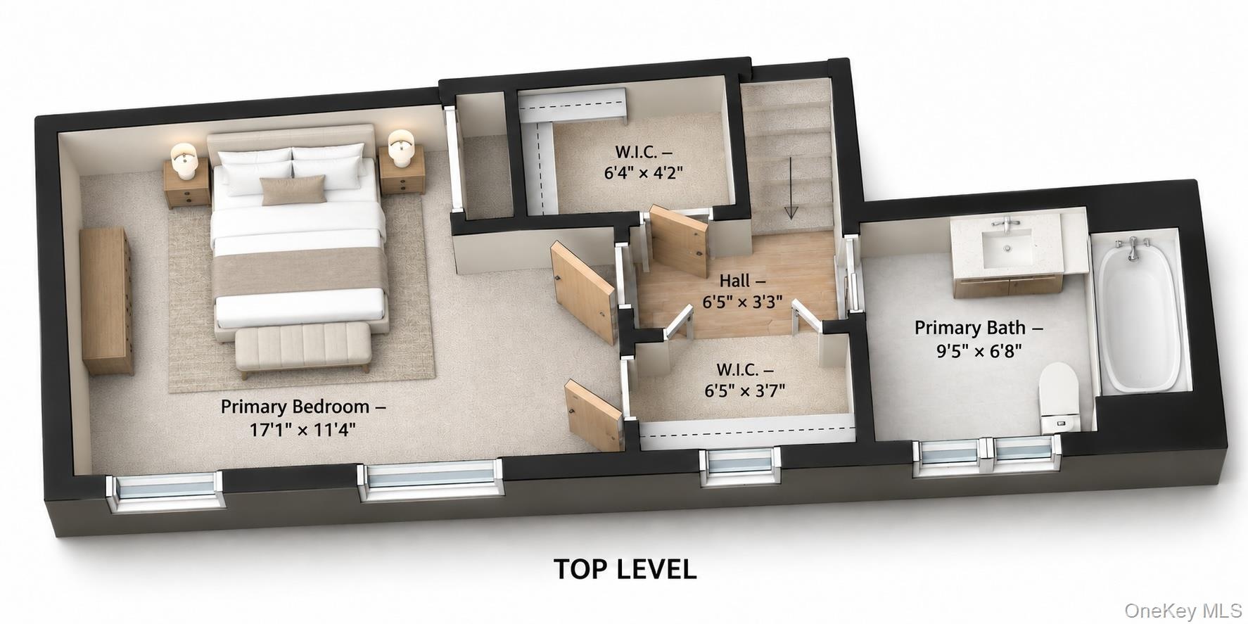 Top Level - Primary Bedroom Floor.Illustration purpose only.