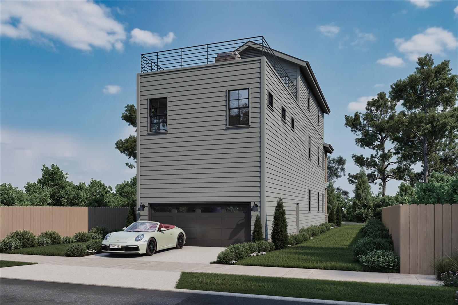 Rear view 2 car garage “Artist Rendering — Proposed Construction.”