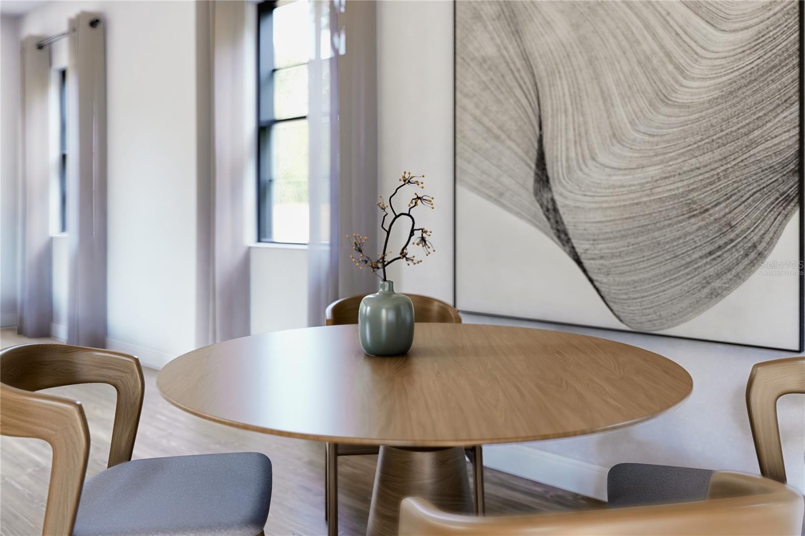 Open Dining Area “Artist Rendering — Proposed Construction.” “Virtually Staged.”